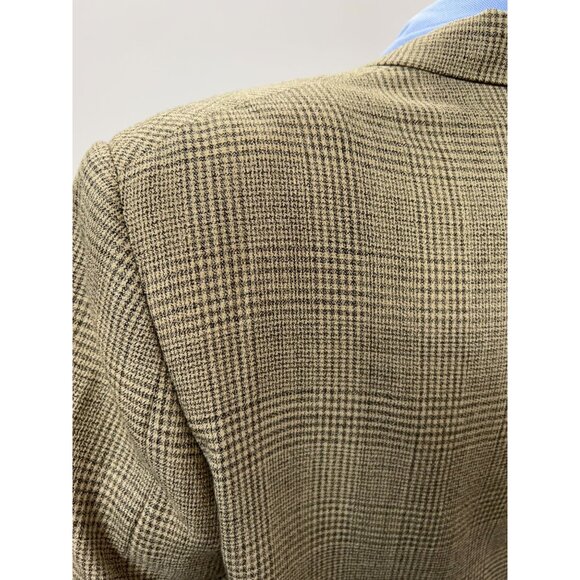 Oscar De La Renta Mens Vintage Beige Houndstooth Blazer 40R Two-Button Wool Blen - Picture 11 of 16